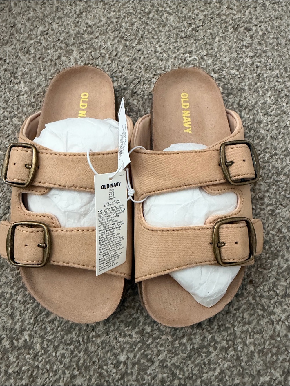 Old Navy Kids' Double-Buckle Slide Sandals in Light Tan - Picture 2 of 2
